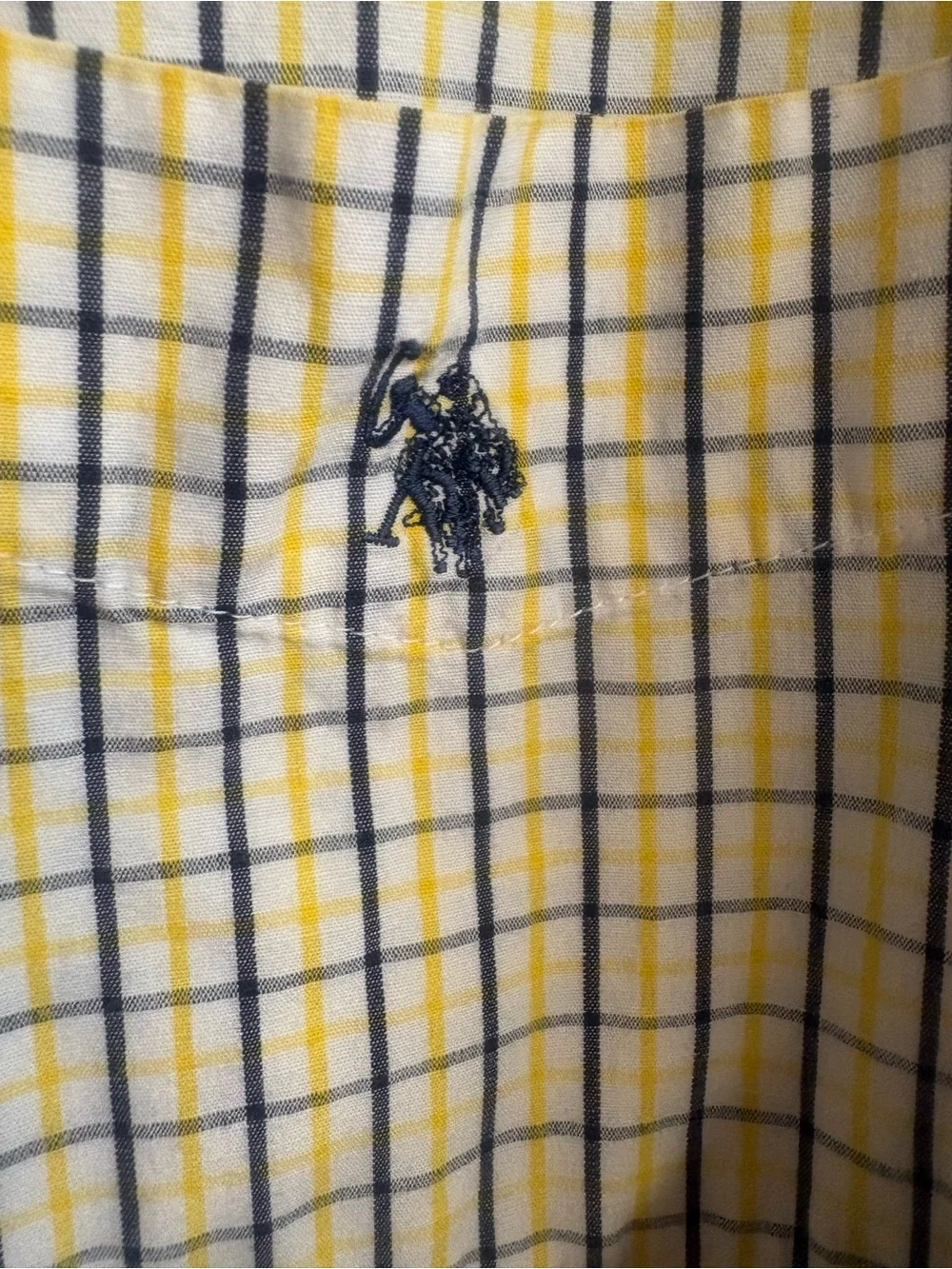 Polo by Ralph Lauren Yellow and Navy Plaid Long-Sleeve Button-Down Shirt.